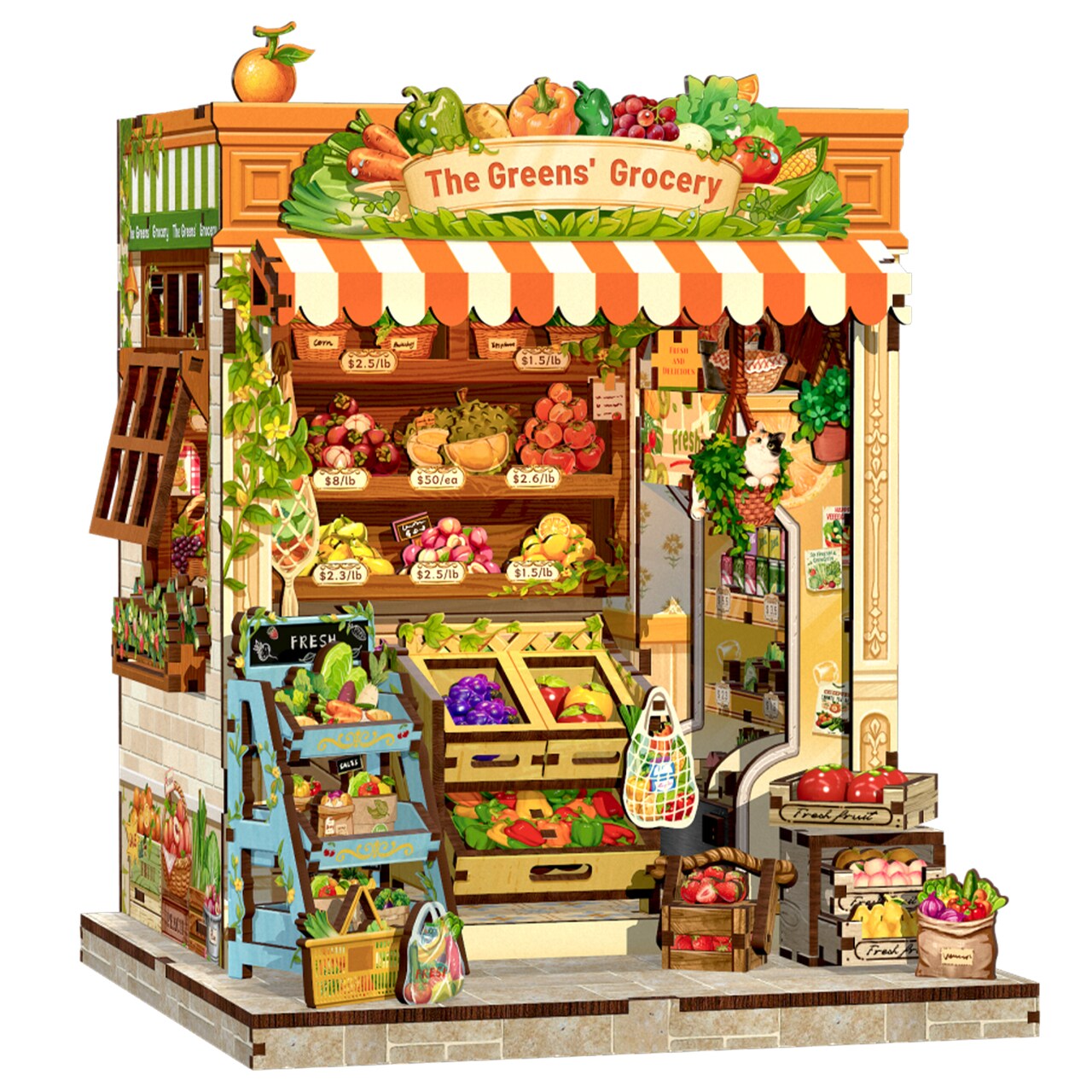 CUTEBEE Book Nook Kit The Greens’ Grocery House Shelf Insert Kit